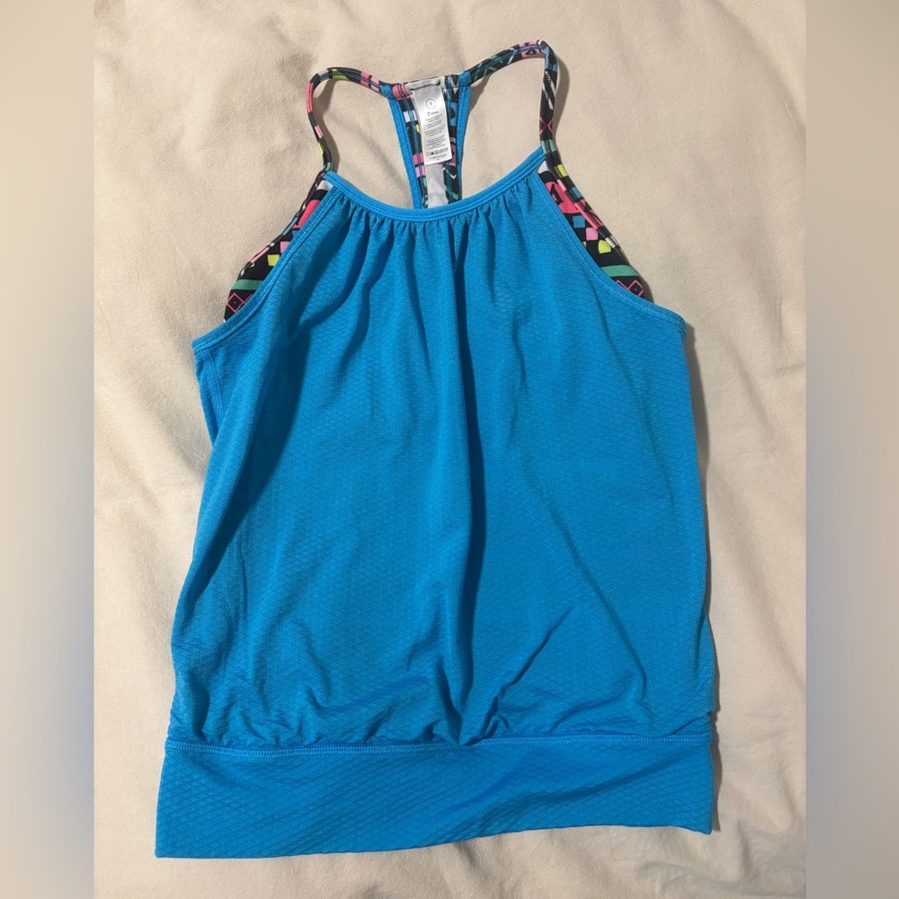 Ivivva by Lululemon Girls Double Dutch Stretch Blue‎ Tank Top Size 8
